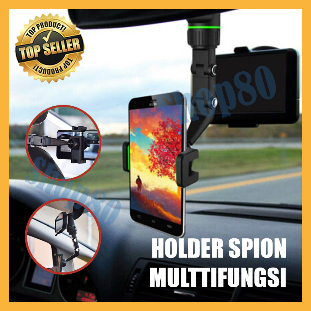 Phone Holder Kaca Spion Mobil Putar 360 Car Rearview Mirror Swivel Gantung Universal HP Camera Dashc