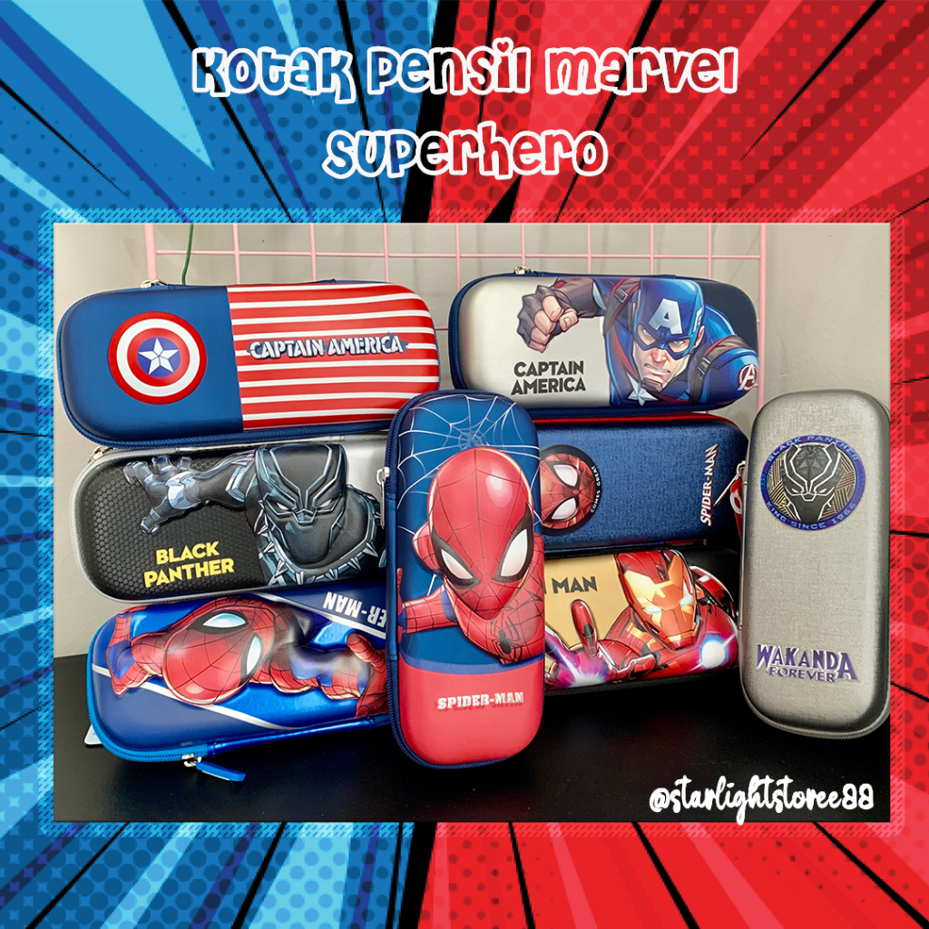 

[STR88] Kotak Pensil Anak Marvel Superhero 3D Hardcase MarvelSpiderman Ironman Captain America Wakanda kado hadiah