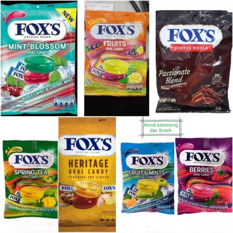 

Fox Foxs Fox's Permen Oval Cristal Clear Sak 125gr All Varian