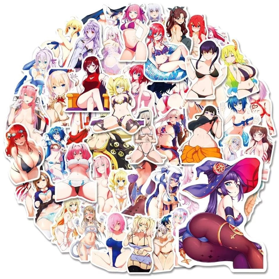 1 Set Cute Girl Waifu Anime Sticker / Stiker