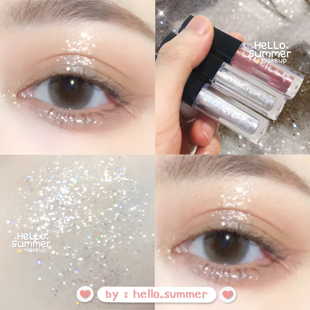 LIQUID EYESHADOW Starry Glitter Eye Makeup Highlighter 2gr Longlasting Easy To Use Metalik Lameila