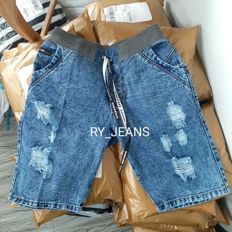 jeans pendek sobek pria jeans kolor rip pria jeans pendek pinggang karet xpd