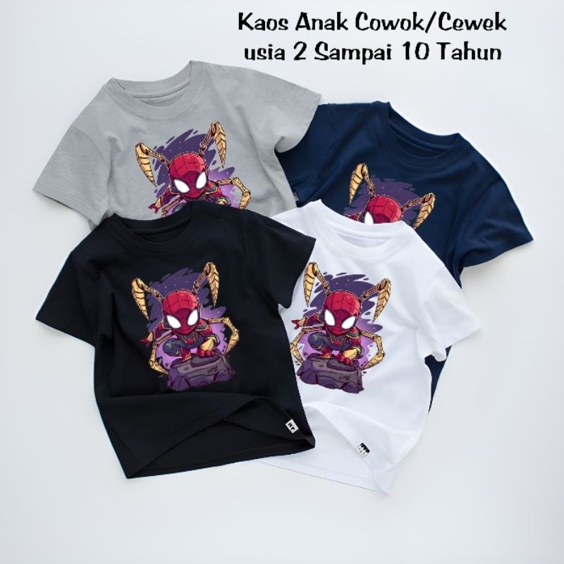 (Dunia.Oblong) Kaos Anak Laki Laki &amp; Perempuan Amazing Spider Kaos Anak Unisex Usia 2-10 Tahun Baju Anak Cowok