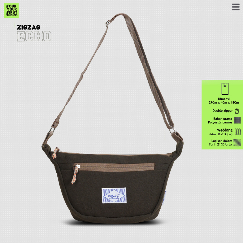 ZIGZAG Echo Brown - Sling Bag Pria / Tas Slempang Kanvas Premium