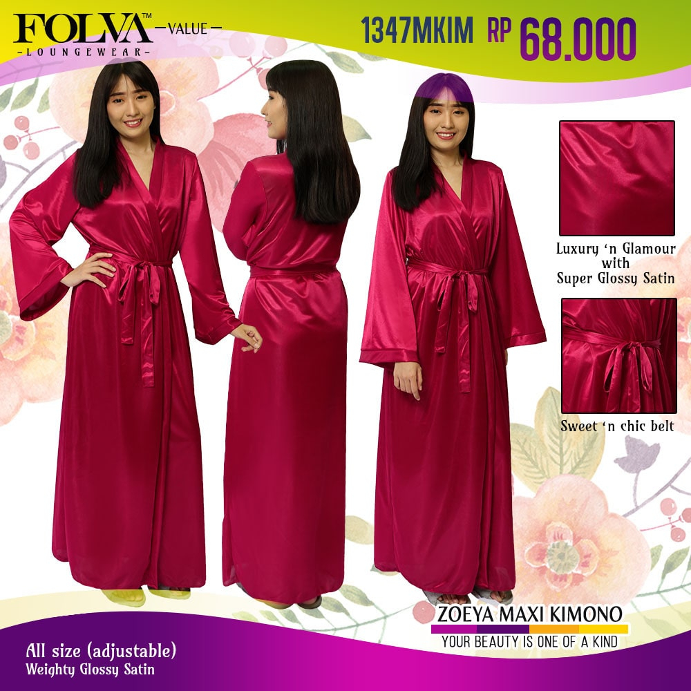 FOLVA kimono baju tidur satin 1347MKIM maroon all size