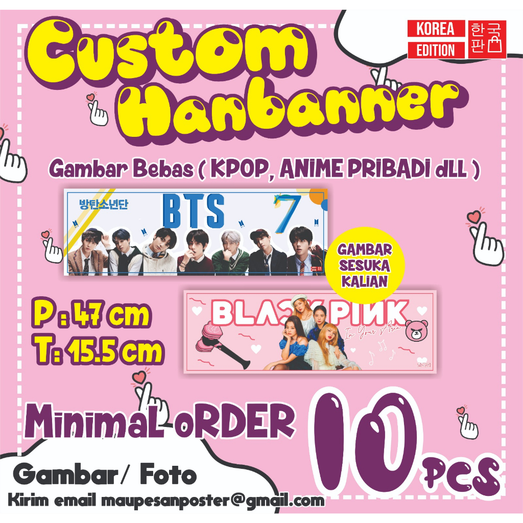 Custom Handbanner Slogan Kpop Anime Bebas