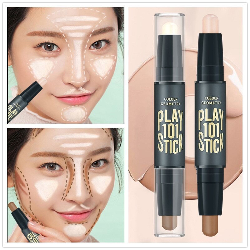 LAMEILA CONTOURING FACE STICK DUO - Colour Geometry Concealer Contour Make Up Stick Murah