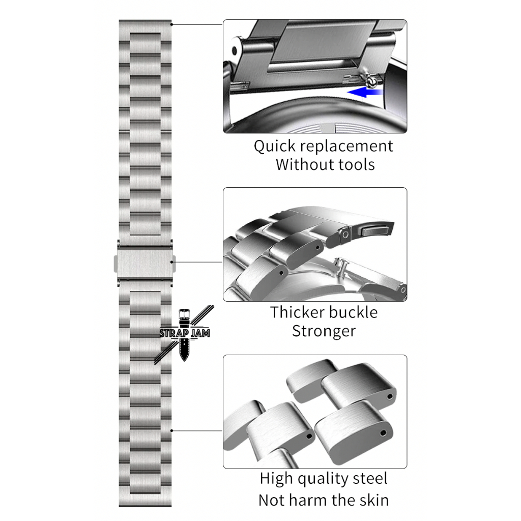 Tali Jam 20mm Strap Coros Apex 2 43mm - Stainless Steel Berkualitas