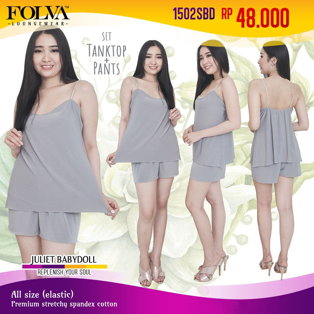 FOLVA Tanktop set celana pendek hotpants baju tidur Spandex Melar