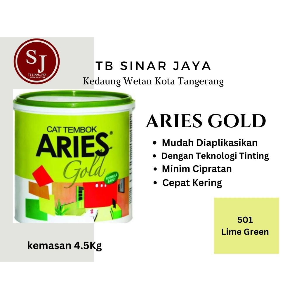 Aries Gold Galon 4.5Kg Cat Tembok Dinding Plafon Interior - 501 Lime Gren