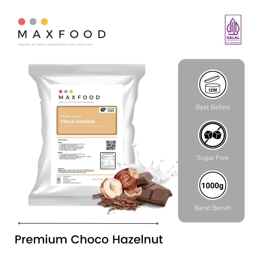 

Premium No Sugar - Choco Hazelnut Powder Drinks/Bubuk Minuman Coklat Hazelnut 1 Kg