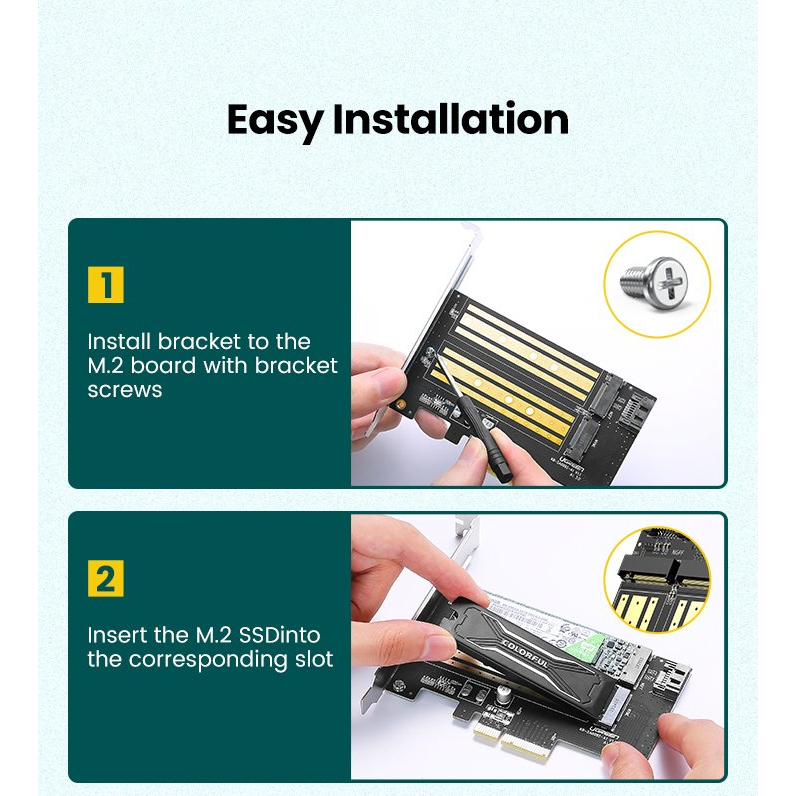 UGREEN M.2 Sata NVMe to PCI-E 3.0 X4 Expansion Card M-Key B-key