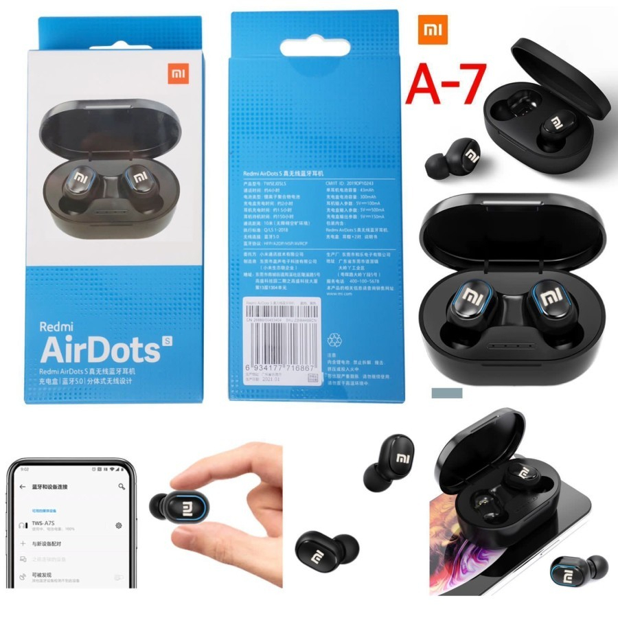 HEADSET HANDSFREE TWS AIRDOTS A7 EARPHONE BLUETOOTH AIR DOTS XIAOMI