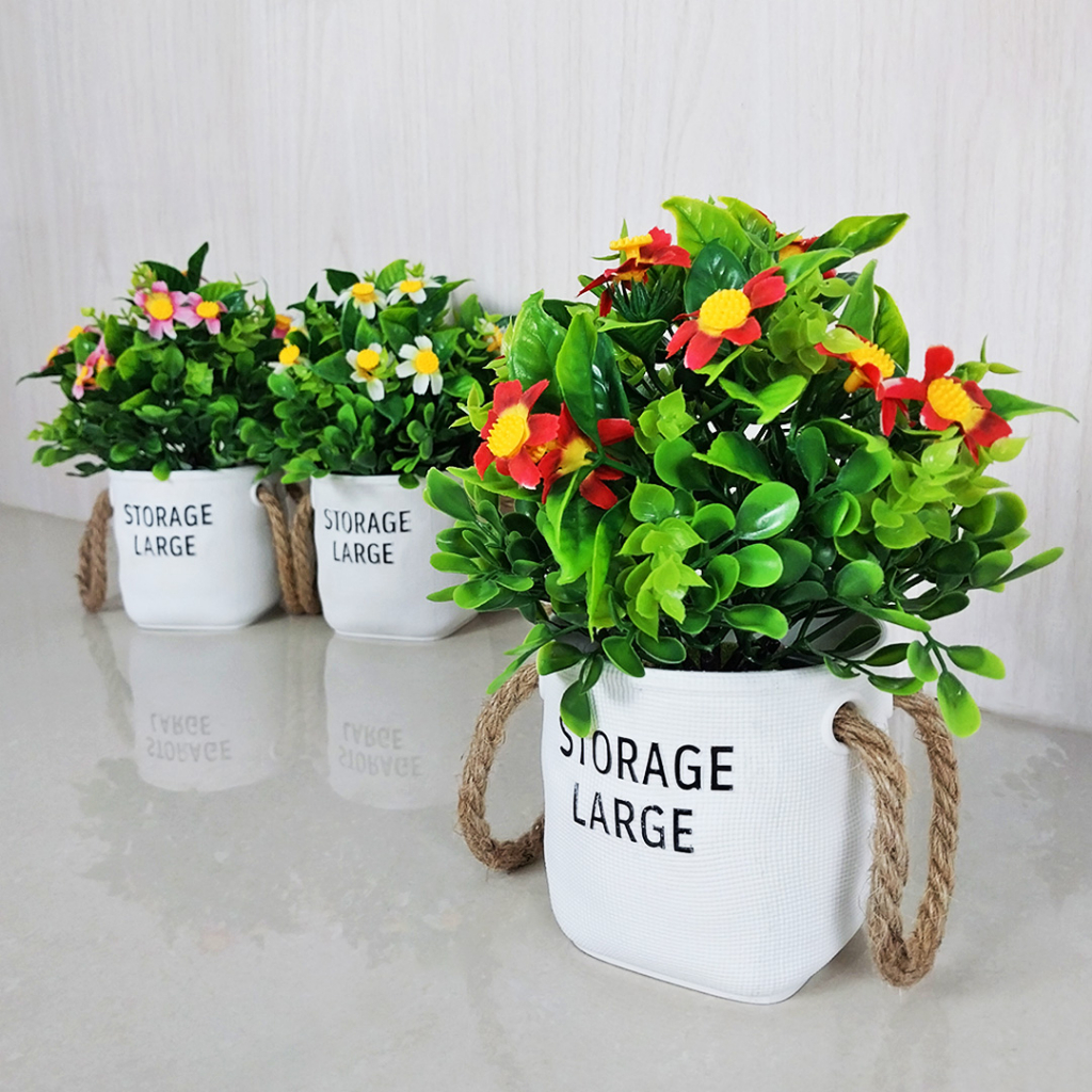 AND / COD / Pot Bunga Hias Plastik / Tanaman Hias Bunga Palsu / Artificial Flower Import Termurah / Bunga Hias Cantik Dekorasi Ruangan / Bunga Hias Palsu PBP165