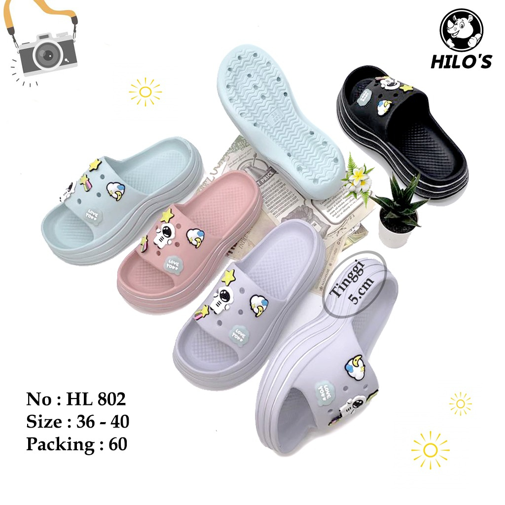 Sandal Fuji Sandal Slip On Wanita Dewasa Wedges Tebal Bahan Karet Korean Style Terbaru Size 36-40