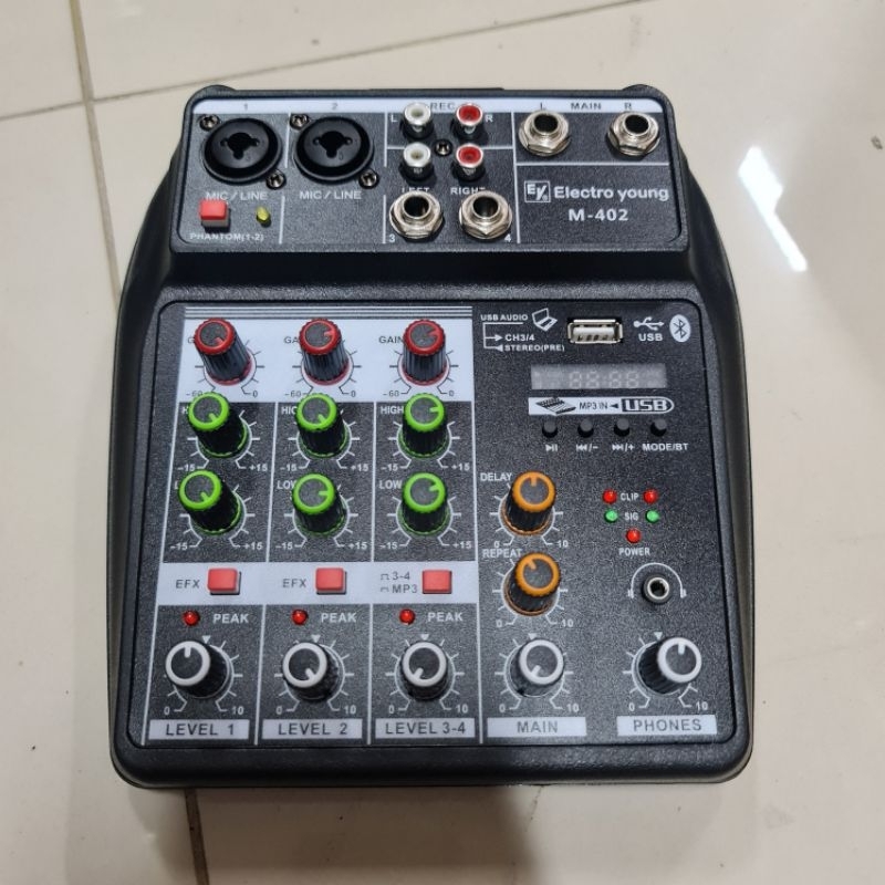 CUCI GUDANG!!!Mixer audio electro young m402 m 402 4CH usb bluetooth soundcard