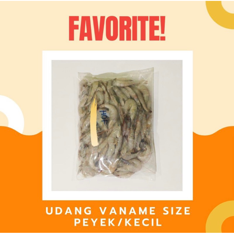 

Udang vaname size kecil/peyek segar fresh frozen 1kg