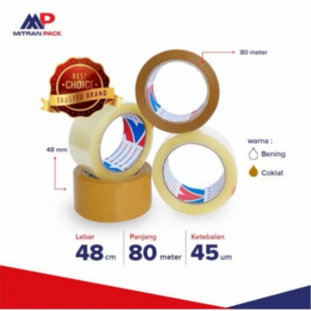 

Lakban Bening Dan Coklat size 48mm × 90 Yard Tebel 45 Micron