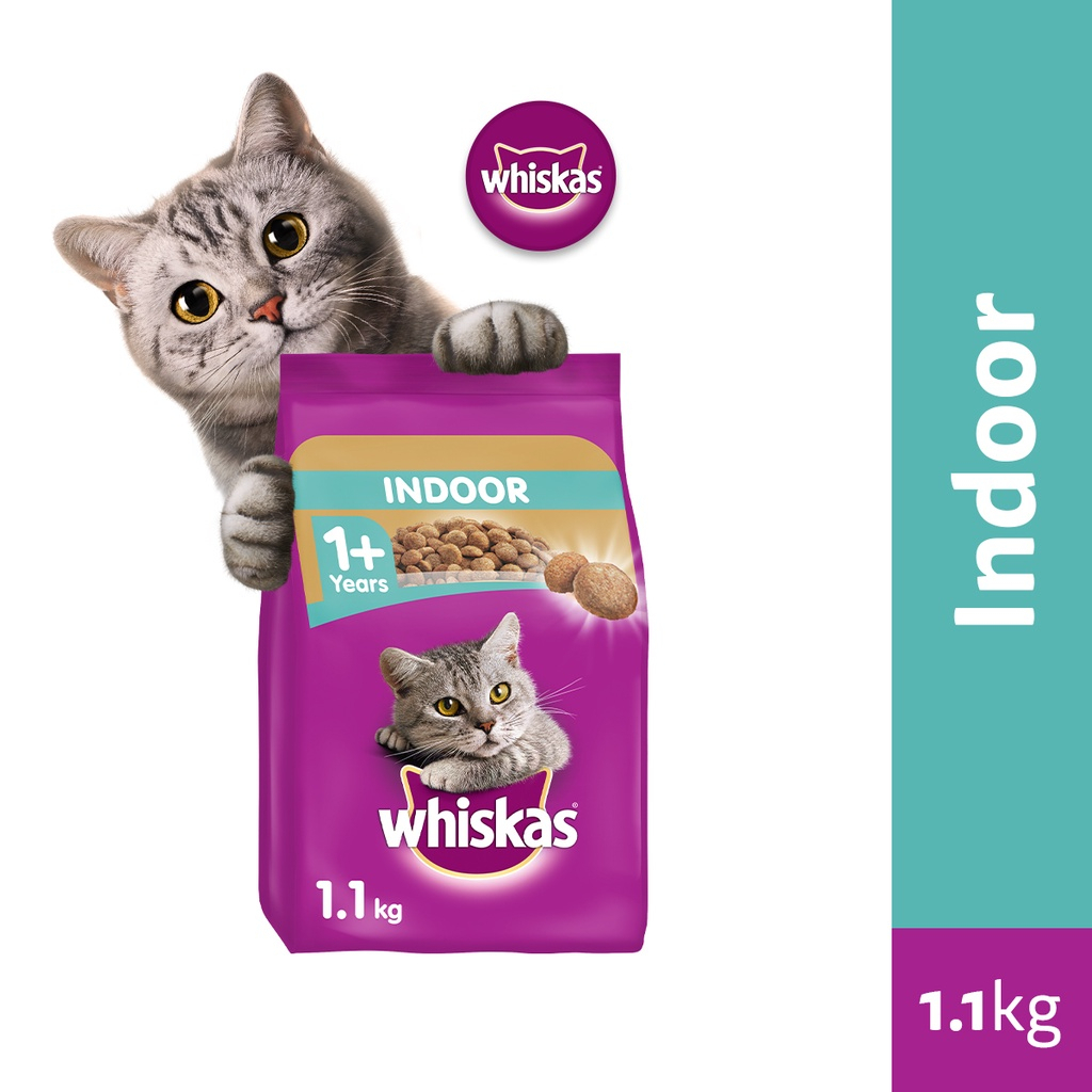 WHISKAS INDOOR ADULT DRY FOOD 1.1KG / MAKANAN KERING KUCING INDOOR