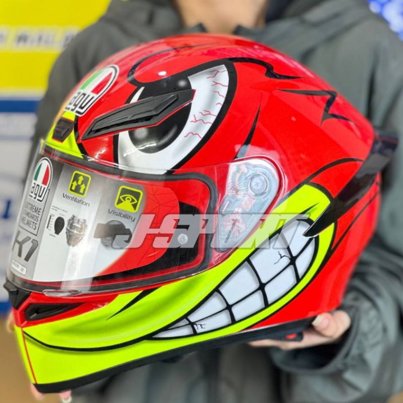Helm K1 Birdy Red Helm Full Face Helm Motor