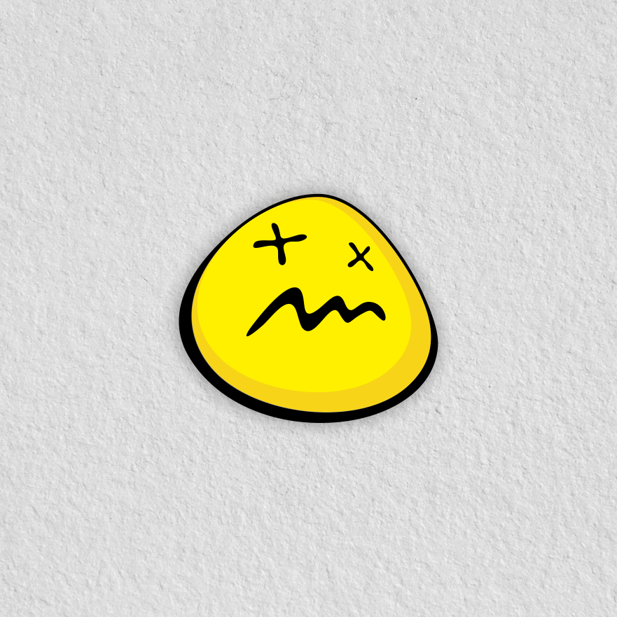 

stiker distro logo yellow sad