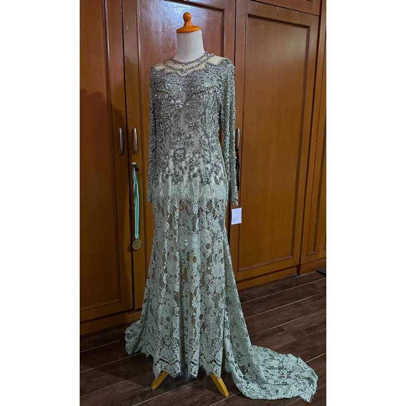 Kebaya gaun pengantin hijau sage | green| kebaya lamaran brukat