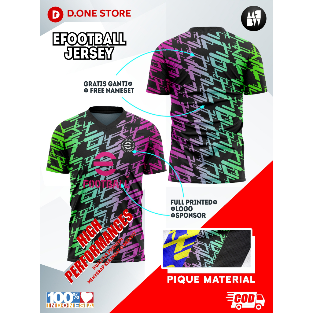 Kaos Jersey EFOOTBALL 2023 Black Free Nickname