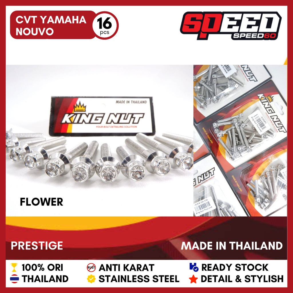 Baut CVT Nouvo Silver Chrome Probolt Stainless Baut Titanium Grade 5 Thailand King Nut