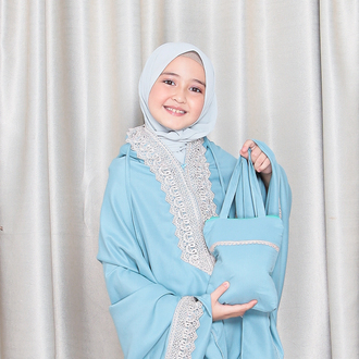 Mukena Madinah Anak2in1 Resleting Dagu Bahan Katun untuk Usia 5-15Tahun