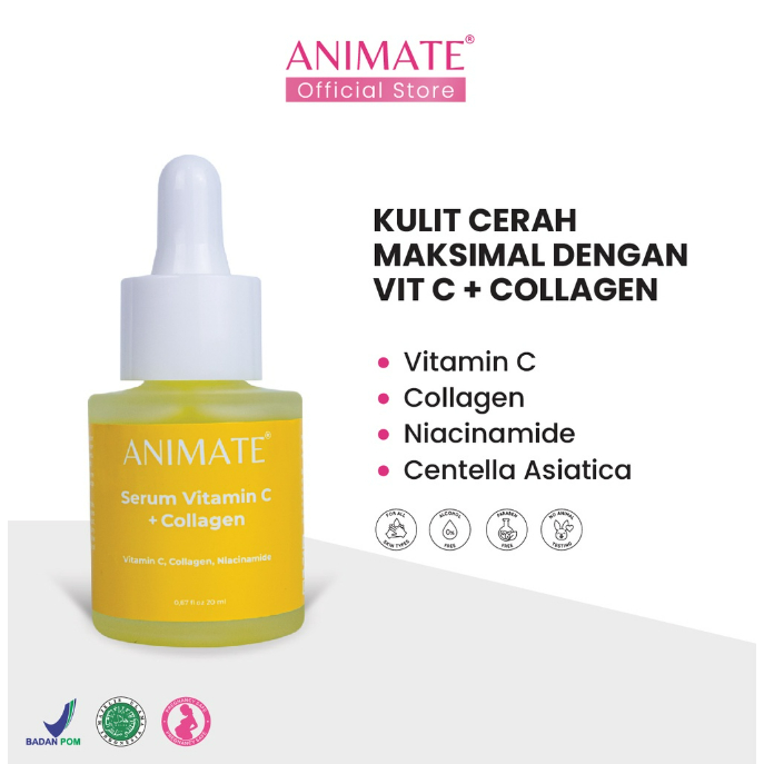 Animate Serum Vitamin C + Collagen 20 ml Original | Serum Wajah / Serum Vitamin C / Serum vit C