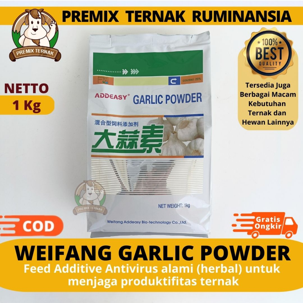 WEIFANG GARLIC POWDER 1KG - HERBAL GROWTH PROMOTOR - HGP PURE - FEED ADDITIVE HEWAN AYAM PETELUR PED