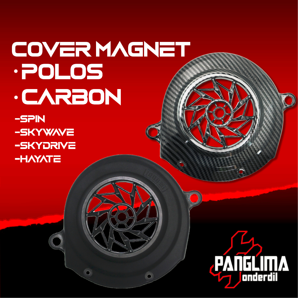 Cover Kipas Magnet Hitam-Black Karbon-Light Carbon Spin &amp; Skywave-Sky Wave &amp; Skydrive-Sky Drive-Hayate Tutup Mesin Hitam