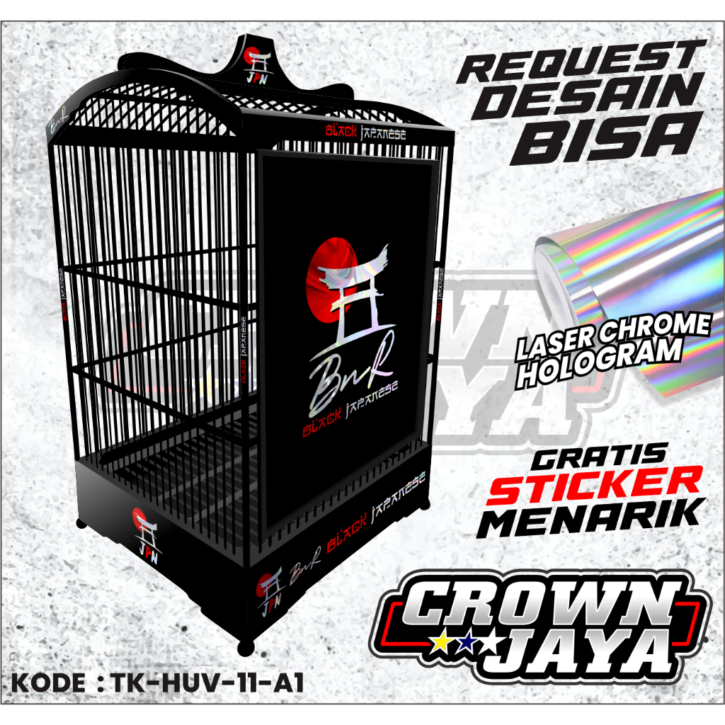 Stiker Decal Tebok Kotak BNR - Decal Sangkar Kotak Black Japanese Hologram Uv - Stiker Sangkar Burun
