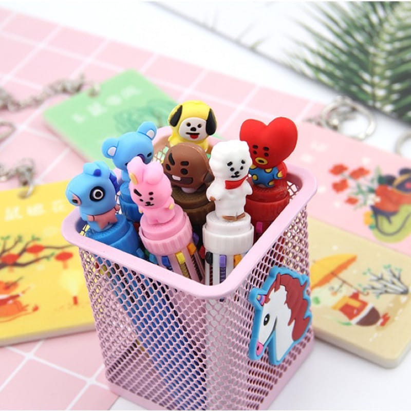 PENA BANGTAN BOYS PULPEN KARTUN 10 WARNA PEN WARNA WARNI BALLPOIN PENA BT21