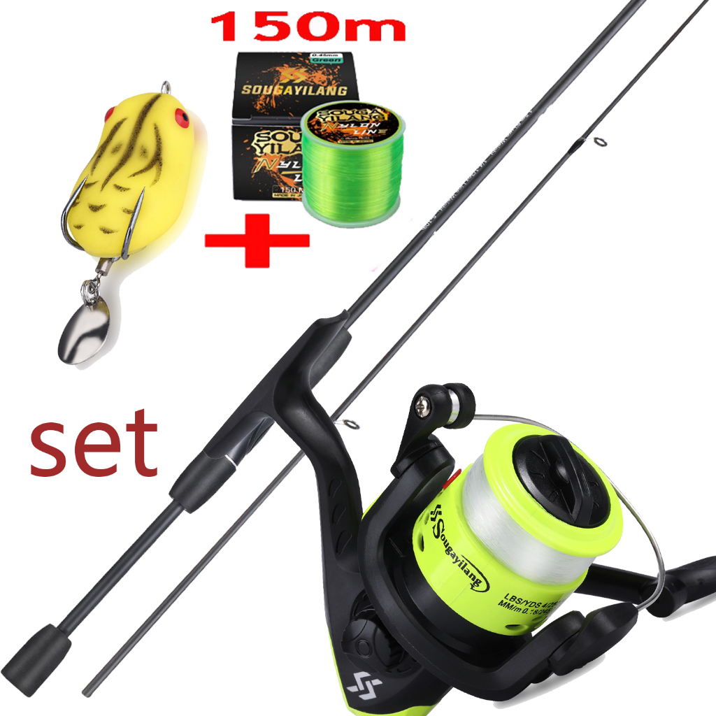 Joran Pancing Set Sougayilang 2 Sections 1.8m Fishing Rod Fishing Reel Fishing Line Fishing Lure Full Set