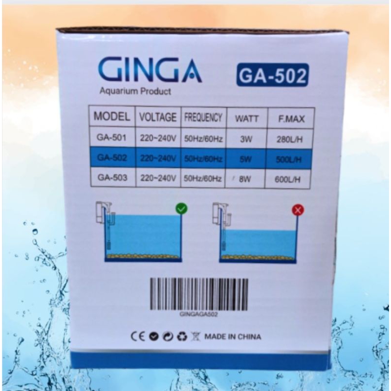 Pompa Aquarium Aquascape Slim Hanging Filter GINGA GA 502