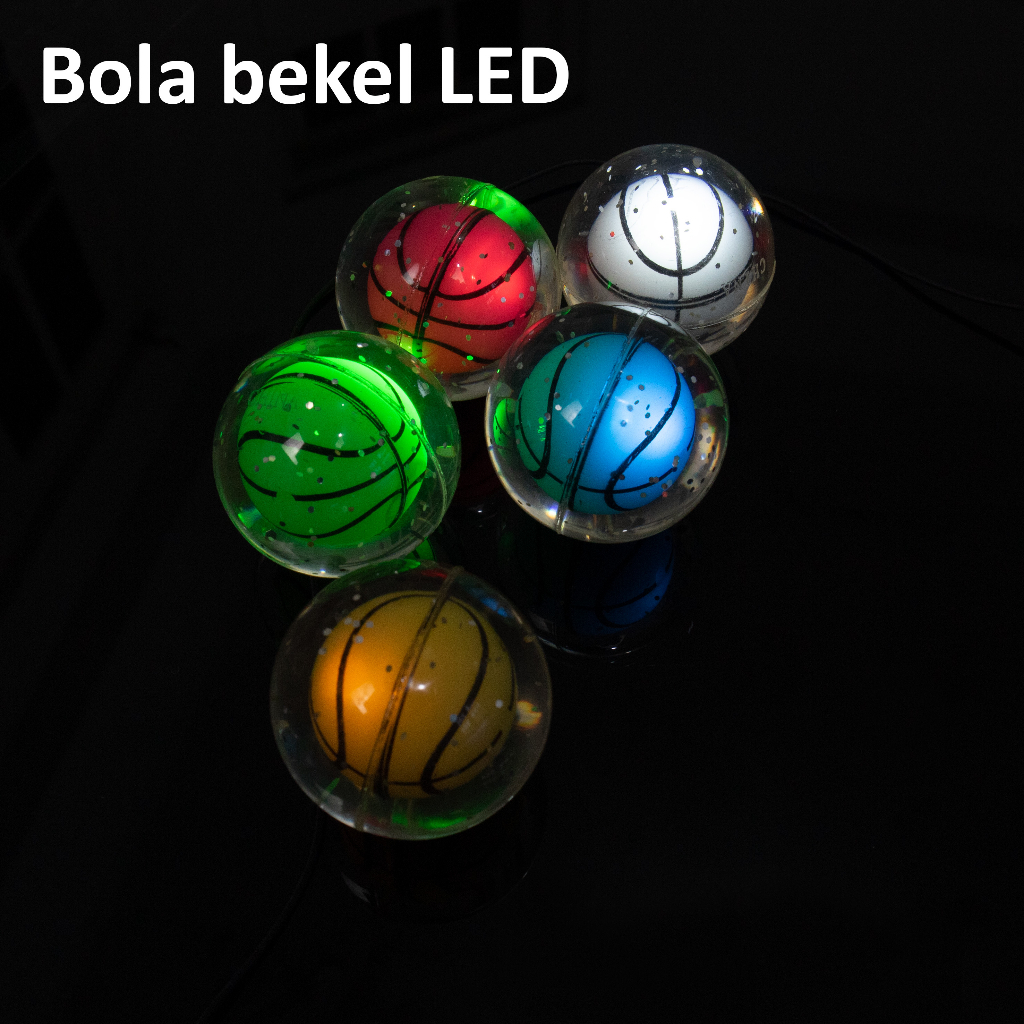 Mainan Bola Bekel LED  Glitter 4 Inch