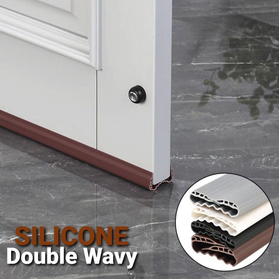 Silikon Double Wavy Penutup Celah Bawah Pintu Anti Kecoa Anti Debu
