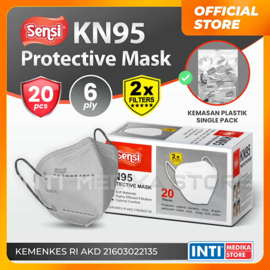 SENSI - Masker Earloop 6 Ply KN95 | Masker Sensi KN95 | Masker Medis