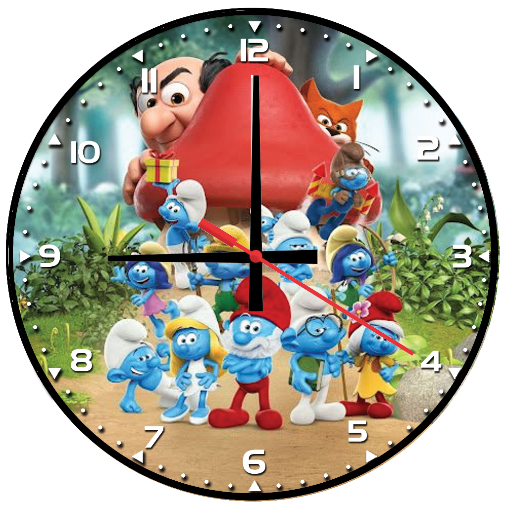 JAM DINDING SMURF/JAM DINDING KAYU /JAM DINDING UNIK