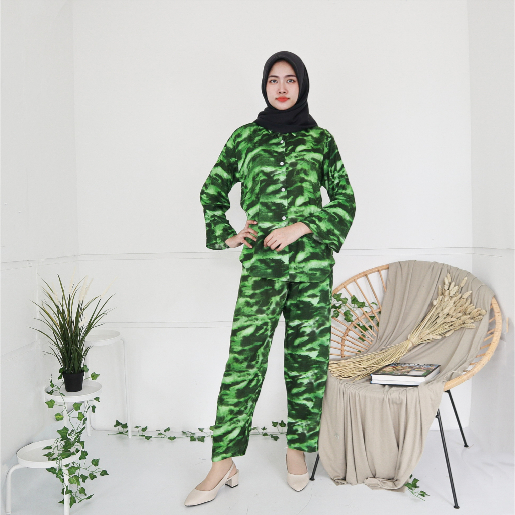 IZANY Set Kemeja ASHANTY KODE 002 / Daily Set / Tie dye Rayon Import