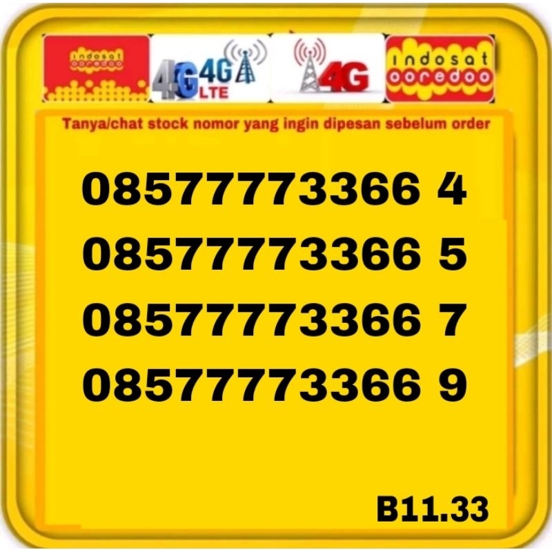 Nomor cantik indosat ooredoo 4g lte Kartu perdana cantik im3 reguler PRABAYAR Kwartet 7