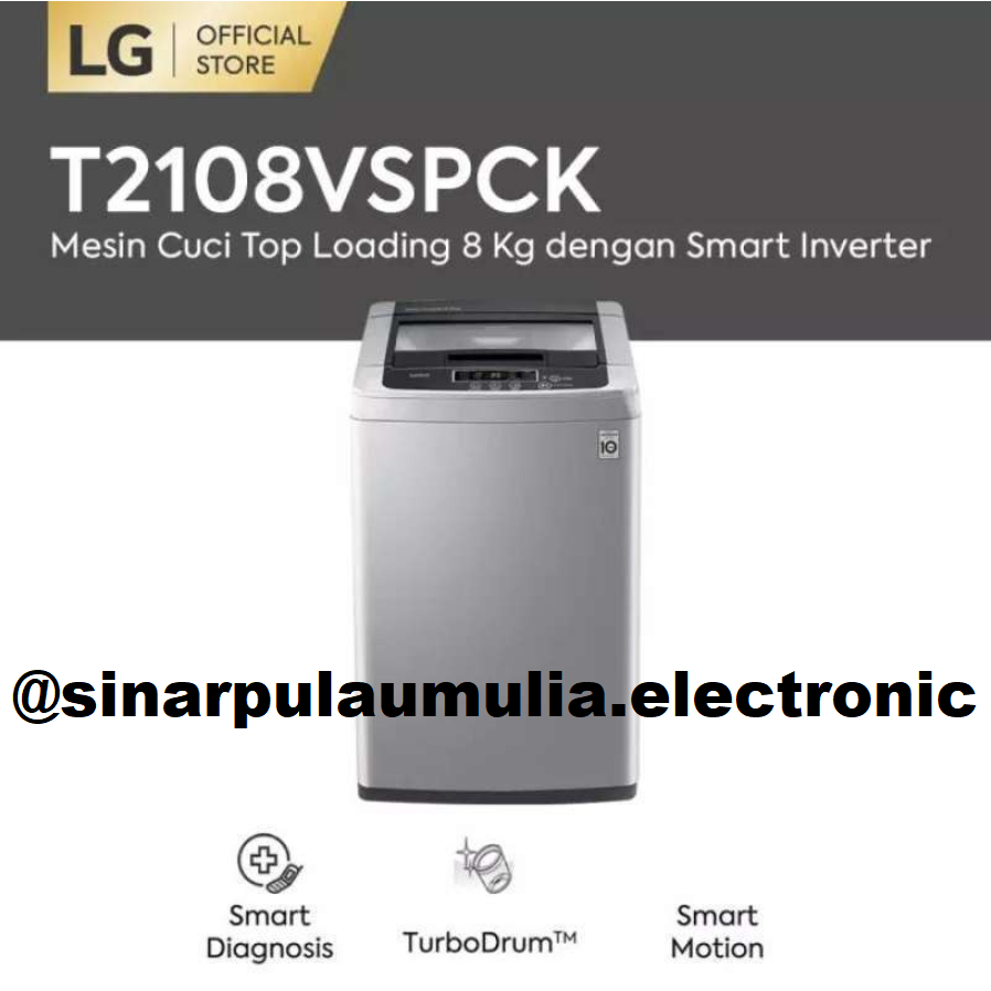 LG Mesin Cuci Top Loading 8 KG Inverter - T2108VSPCK / T 2108 VSPCK / T 2108VSPCK