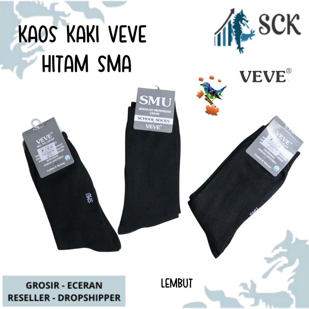 Kaos Kaki Sekolah Panjang VEVE COMP SPD HITAM (SMA) UKURAN 34 cm / Kaus Kaki Sekolah Anak VEVE