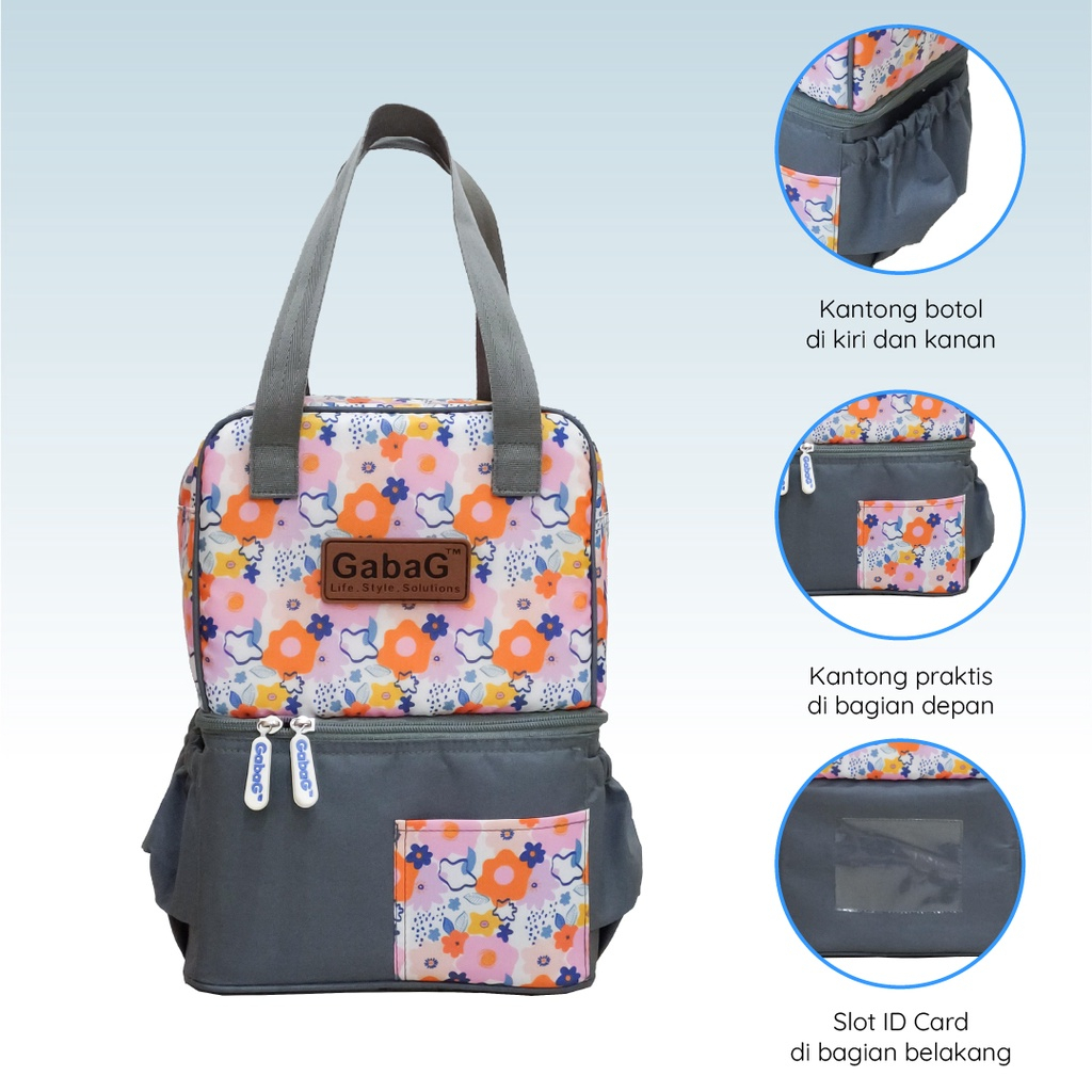 Gabag - Cooler Bag Tote Pop Series - Thermal Bag Ceri / Nuri / Gendis / Lavender - Tas Pendingin Botol Susu Penyimpanan ASI