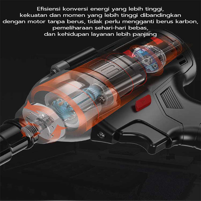 CORDLESS IMPACT WRENCH BRUSHLESS 580N.M impact baterai 3200r/min MESIN BOR UNTUK BAUT MOBIL impact 21v original 1 baterai impek baterai