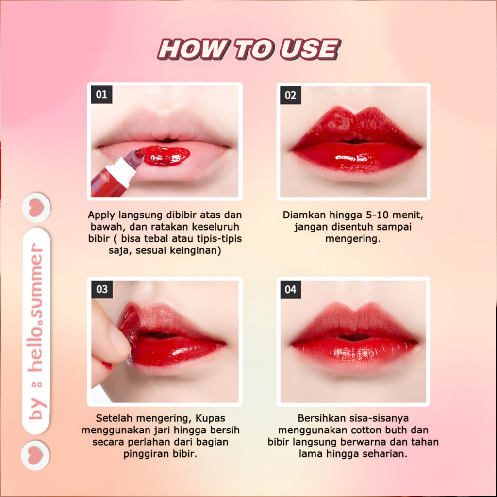 Bear Wow Peel Off Lip Tint Lip Tattoo Lipstick 15ml Longlasting Tahan Seharian