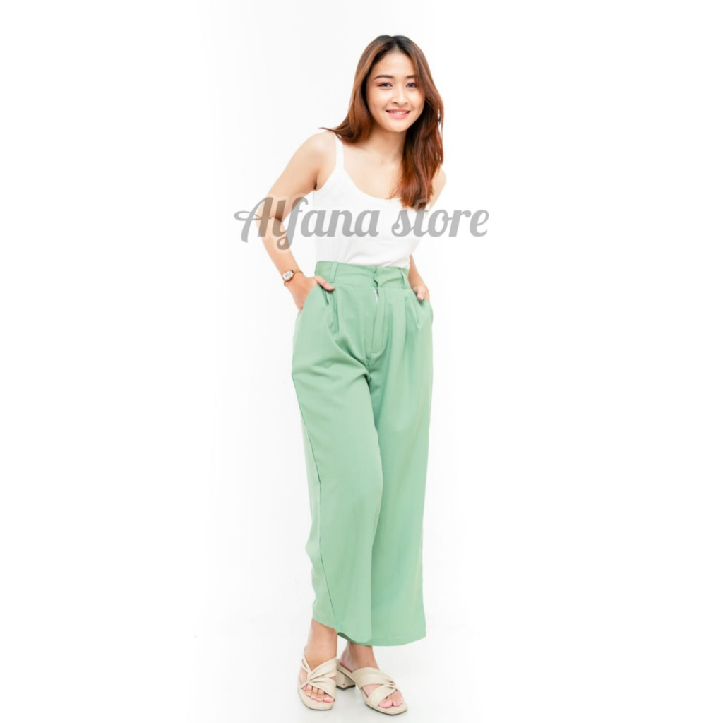 Celana Kulot Crinkle Highwaist Loose Cullote Pants Celana Kantor Wanita Jumbo