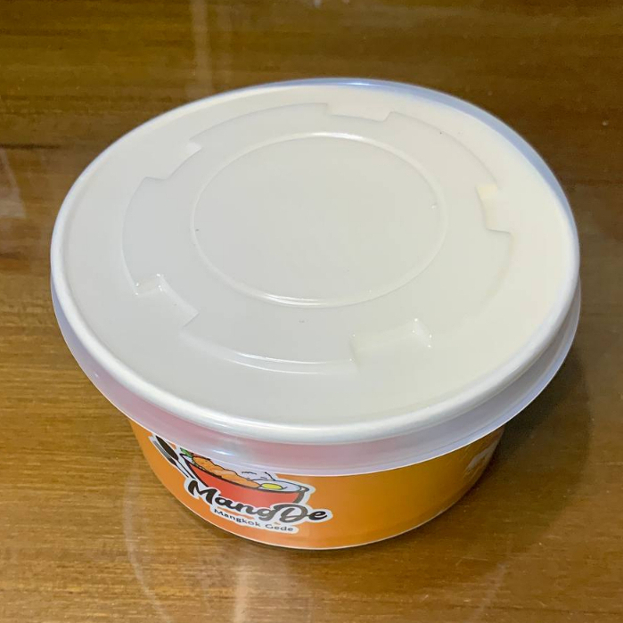 JT - Paper Bowl + Lid 720 mL 24 oz Motif - Mangkok Kertas + Tutup Food Grade / Paper Rice Bowl Mangde Full Sablon