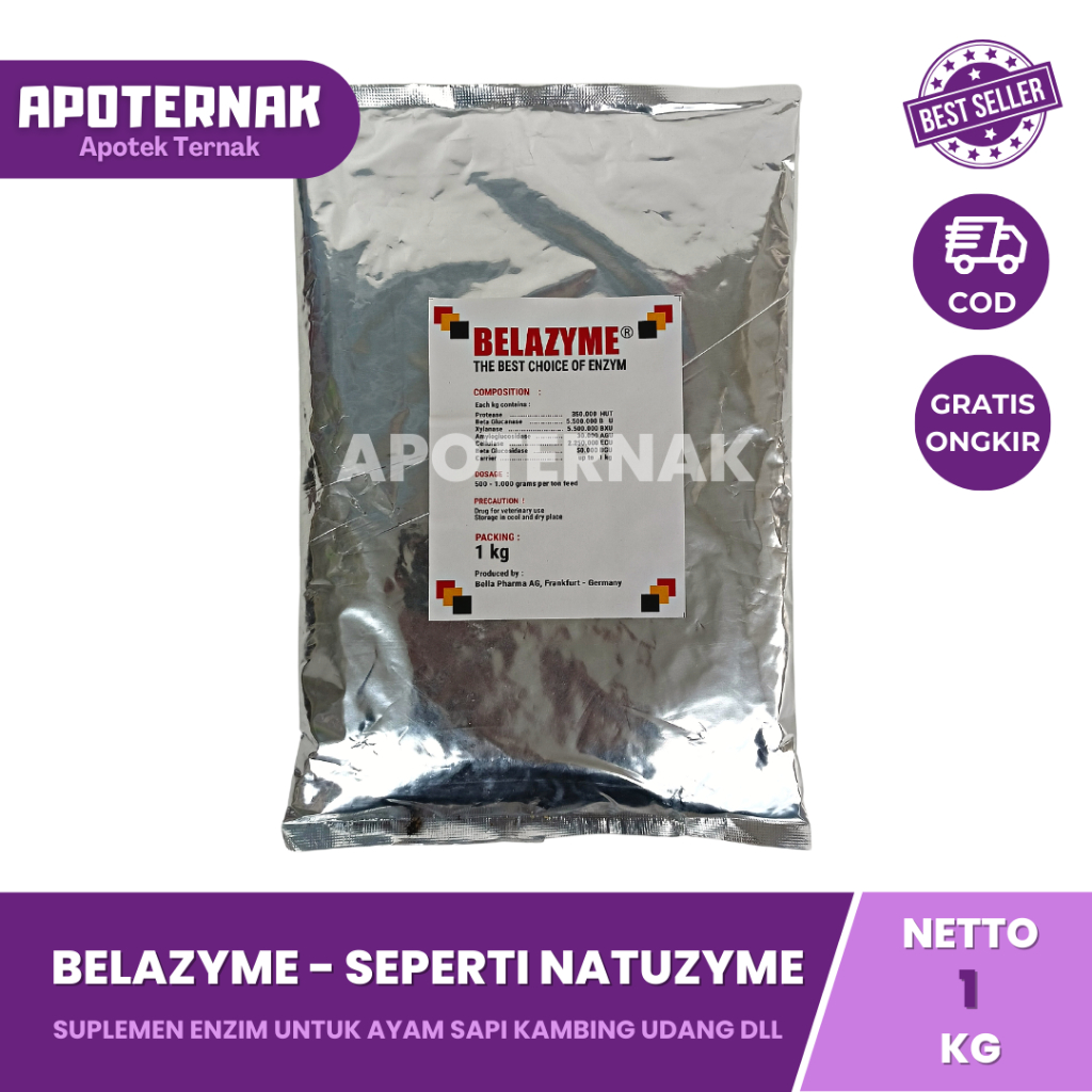 BELAZYME 1 kg | Feed Suplemen Enzim Ternak Unggas Ayam Bebek Udang Sapi Kambing | Belazime Seperti NATUZYME